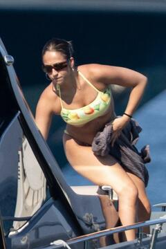 Tate McRae wearing a bikini on a yacht in St. Tropez - July 2025