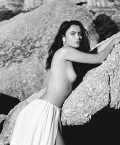 Nataniele Ribiero topless black-&-white image