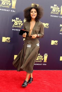 Zazie Beetz cleavage at 2018 MTV Movie And TV Awards in Santa Monica