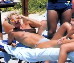Patrizia Pellegrino sunbathing topless