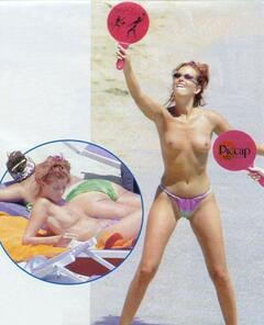 Alessia Merz topless on a beach paparazzi photo
