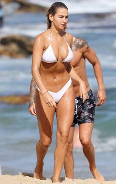 Madison Edwards cleavage in white bikini