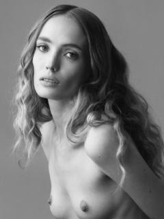 Ema Mckie topless black-&-white photo