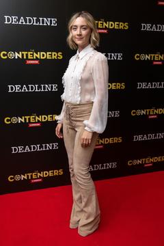 Saoirse Ronan in see through blouse at Little Women Presentation at Deadline The Contenders London