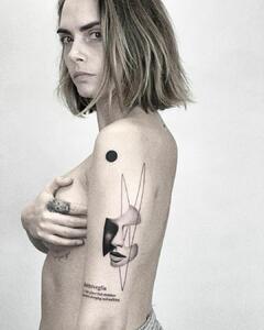 Cara Delevingne topless grab her tits for The White Whale Tattoo Society by Matteo Nangeroni - September 2023