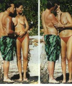 Carre Otis topless paparazzi collage
