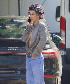 Bella Hadid braless  during photoshoot in Beverly Hills - February 2025