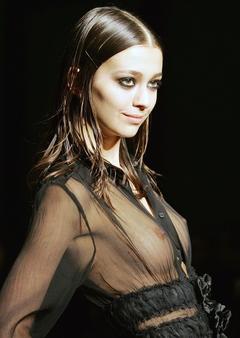 Morgane Dubled in see through dress catwalk photo