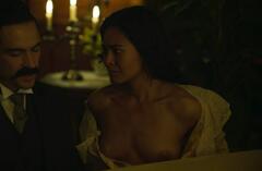 Mexican actress Mabel Cadena nude tits at El baile de los 41