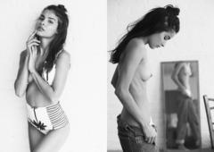 Camila Romero topless black-&-white collage
