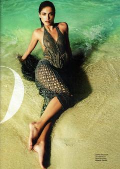 Elisa Sednaoui in see thgrough dress on a beach for Harpers Bazaar Magazine, Argentina - January 2012