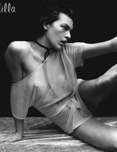Milla Jovovich sexy in see through dress