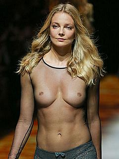 Eniko Mihalik see through dressed runway photo