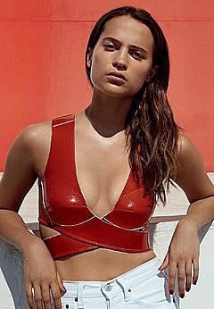 Alicia Vikander in sexy red top