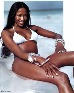 Naomi Campbell in white bikini