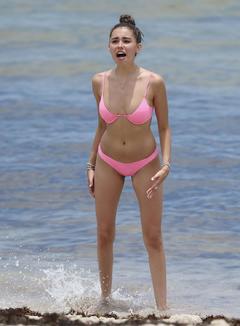 Madison Beer in pink bikini