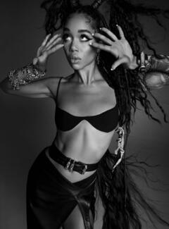 Laura Harrier posing for V Magazine