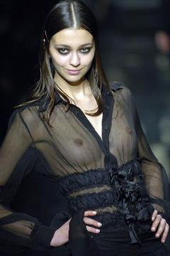 Morgane Dubled in see through dress runway image