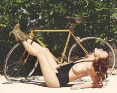 Olivia North nude tits with bicycle