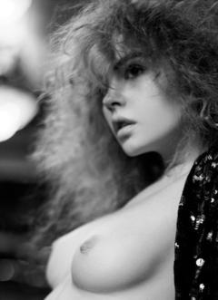 Anastasiya Scheglova nude breasts black-&-white photo