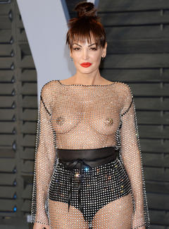 Bleona Qereti in see through dress at the 2018 Vanity Fair Oscar party 2018