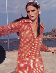 Mini Anden braless in see through dress