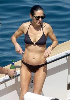 Jennifer Connelly sporting a sexy bikini while on holiday off the coast of Capri - July 2023