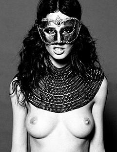 Nicole Trunfio nude tits black-&-white image