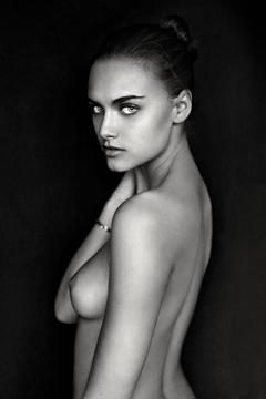 Zuzana Gregorova topless black-&-white photo