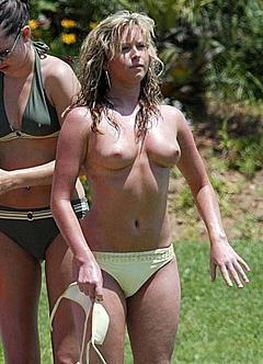 Brooke Kinsella caught topless