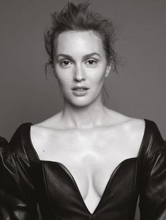 Leighton Meester in leather dress