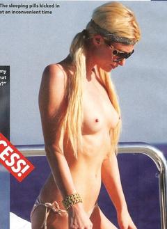 Paris Hilton topless on a yacht paparazzi photo