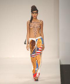 Petra Nemcova topless bodypainted runway image