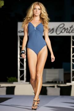 Alisa Basyuk leggy walks runway in blue swimsuit