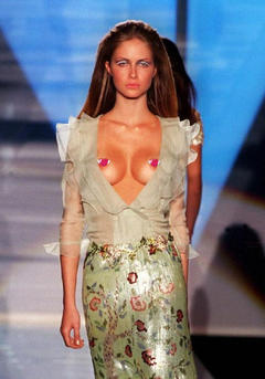Ana Claudia Michels nude tits with pasties runway image
