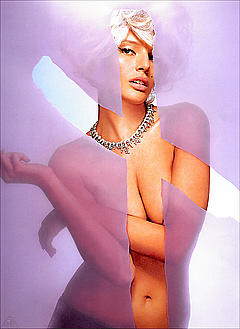 Blonde Bridget Hall topless but covered