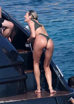 Candice Swanepoel in a bikini on a boat in Mykonos - August 2023