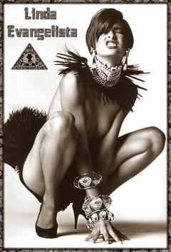 Linda Evangelista topless black-&-white mag scan
