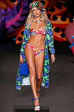 Hailey Baldwin sexy runway image at Moschino Fashion Show