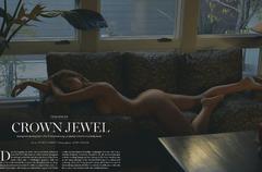 Kara Del Toro lying naked on a sofa