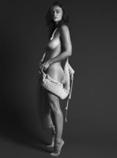Myla Dalbesio naked black-&-white image