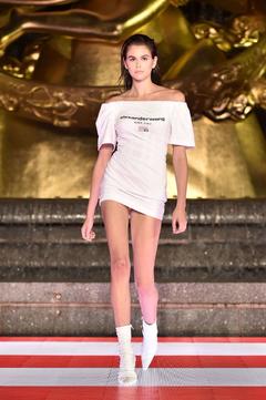 Kaia Gerber long legs at Alexander Wang Collection 1 fashion show in New York City