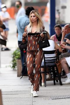 Emily Ratajkowski in see through outfit for a dinner date