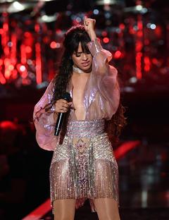 Camila Cabello in see through dress performing at the iHeartRadio Festival in Las Vegas