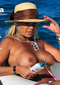 Leticia Sabater nude boobs in a boat