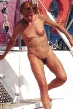 Victoria Abril fully nude on a yacht paparazzi image