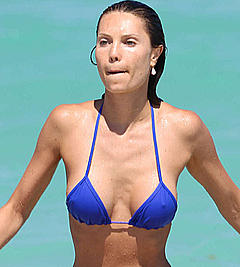 Julia Pereira in blue bikini