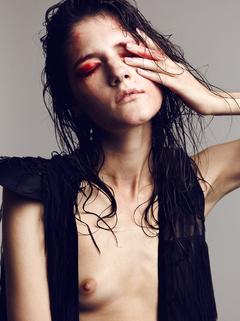 Brunette Liene Podina small nude tit