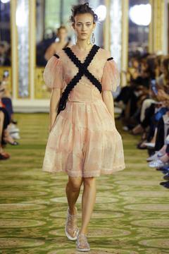 Greta Varlese in see through dress at Simone Rocha show in London SS 2016