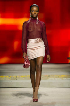 Black Mayowa Nicholas in see through top runway image